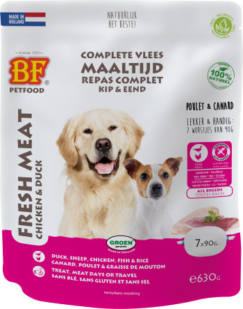 BF Petfood Salsicce - carne di pollo con anatra cibo umido per cani (90 g)