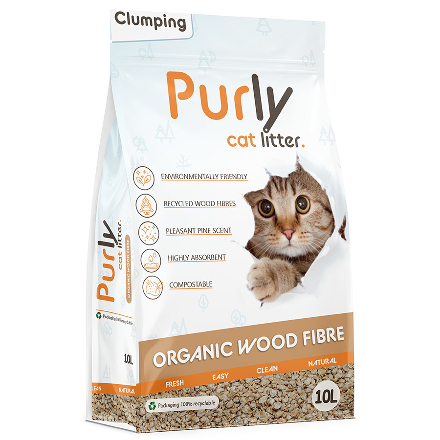 Purly Organic klontvormende houtvezel kattenbakvulling